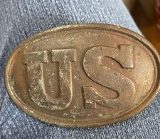 Original Civil War US Belt Buckle Plate. 1839 Oval Puppy Paw Arrow Hook Artifact picture