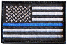 4PC LOT OF Tactical Police law enforcement Thin Blue Line USA Flag HOOK Patch  picture
