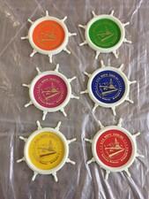 VTG 1965–1980 USS North Carolina Coaster Set 6 Multicolor Nautical Coastal USA picture