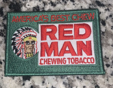 Red Man Chewing Tobacco Vintage Style Retro Green Iron Sew One Patch Cap Hat picture