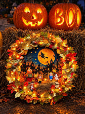 Halloween Wreath Vintage Antique style german and witch goblins  picture