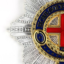 UK Order of the Garter Star - Solid Brass, Real Silver Plated - Museum Replica picture