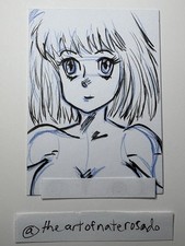 Nate Rosado Signed Hand Drawn Retro Anime Girl  Sketch Card 2026 picture