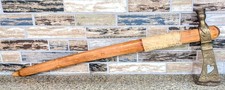 Custom Handmade Engraved Brass Tomahawk Piece Pipe Melvin C Brown Pequea Pa 1996 picture