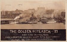 RPPC Seattle WA 1911 First Golden Potlatch Harbor Skyline Photo Vtg Postcard C41 picture