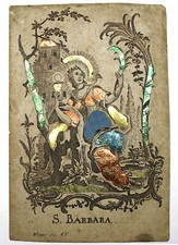 1690s GERMANY ST. BARBARA DEVOTIONAL CARD by ENGRAVER 