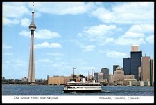 Toronto Island Ferry & Skyline Vintage Plasticrome Postcard Canada picture