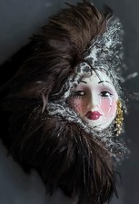 Vtg ‘Unique Creations’ ART DECO STYLE Lady Face Mask Wall Art Decor picture