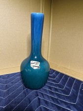 Vintage Haeger Drip Blue Turquoise 7.5 Inches Tall With Foil Label picture