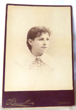 RARE 1878-90 Cabinet Card Lady Wide Lace Collar Fashion Frank Bussell Quincy MA picture