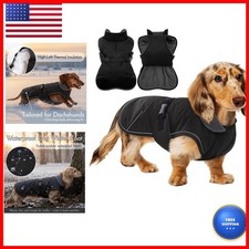 Dachshund Coat Warm Fleece Lining Waterproof Windproof Winter Coat Small Black S picture