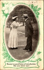 Comic Humor Novelty Romance Beauty is a Good Introduction 1911 DB  Postcard picture