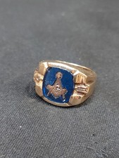 Vintage 10K Yellow Gold Masonic Signet Ring Size 10 - 7.44 Grams, Scrap or Wear picture