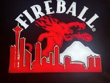 Seattle Skyline Fireball Whiskey LED Light Sign Red Dragon Logo Fire-Breathing picture