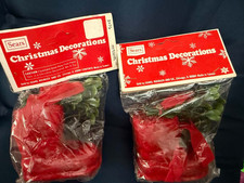Lot of 2 Vintage Sears Christmas Decorations Package Tie Ons Stocking Boot NOS picture