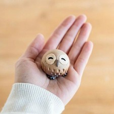 Shigaraki Yaki Smiling Mini Owl Fukuro L Lucky Japanese Pottery Figurine Japan picture