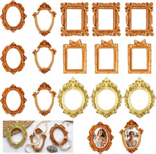 15 PCS Vintage Mini Picture Frames, Gold Picture Frames Resin Tiny picture