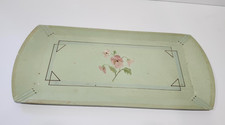 Vintage Style Art Deco Geometric Sage Green Painted Wooden Pansy Vanity Tray picture