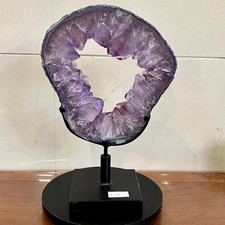 7.16LB Natural Amethyst Cave Crystal Slice Crescent shaped Hand Cut Repai picture
