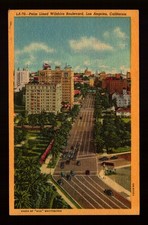 POSTCARD : CALIFORNIA - LOS ANGELES CA - WILSHIRE BOULEVARD LINEN VIEW picture