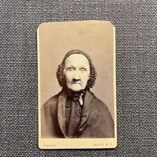 CDV Photo Antique Portrait of Older Woman Wearing a Head Covering Sitting NY picture