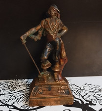Antique Bronze Pirate Figurine Statue on Base, 3D Effect Bronze Metal picture