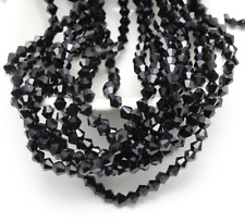 240 pcs 4mm Bicone Bead Faceted Crystal Glass Beads~Black picture