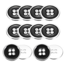 uxcell 12pcs Metal Sewing Buttons, 20mm 4-Hole Round 20mm, Silver Black picture