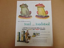 1951 ETHYL GASOLINE TOAD and A TOADSTOOL vintage art print ad picture