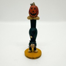 Vintage Blossom Bucket Tuxedo Cat Halloween Pumpkin Mouse Handstand Figurine picture