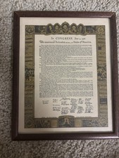 vintage commemorative print of the United States Declaration of Independence picture