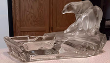 nice Vintage ZENTNER 1930s POLAR BEAR Ashtray Clear Pressed Glass Czech Art Deco picture