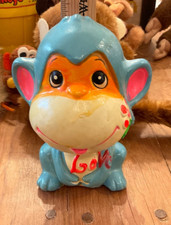 Vintage 1972  Monkey Coin Bank LOVE Blue Orange 5” 1970s + Bicentenial coins picture