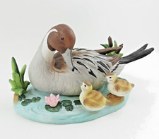 VTG Duck Family w Water Lily & Cattails ~Porcelain/Fine Ceramic~Hand Painted NIB picture