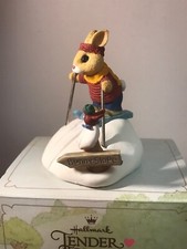 1991 Hallmark Tender Touches Bunny On Skis BUNNY Rabbit Figurine picture