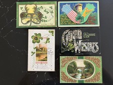 5 Antique St Patrick’s Day Postcards Embossed Ireland Shamrock Killarney c1910s picture