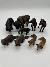 Schleich Vtg Lot 9 Retired Wildlife Figures Bison Bear Beaver Fox Horse Foal Dog picture