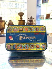 Vintage 1953 Bartons Passover Chocolates Tin Box Jewish Judaica Advertising NY picture