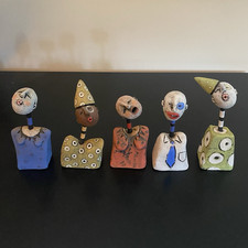 Group of five figurative ceramic sculptures by NC artist Nancy Kubale picture