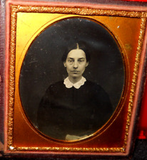 1/6th Size Daguerreotype of older lady in a half case picture