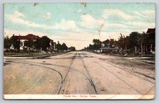 Forest Avenue Dallas Texas Streetcar Tracks Residential Homes Postcard picture