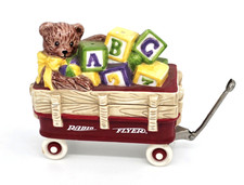 2000 Enesco Radio Flyer Wagon Teddy Bear ABC Blocks Salt Pepper & Shaker  picture