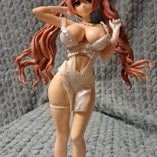 Anime-Style Female Character PVC Figure Long Brown Hair White Outfit picture