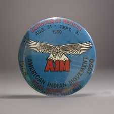AIM American Indian Movement 1990 Gathering of Nations Aug 31-Sept 3 Pinback picture
