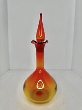 Vintage MCM Blenko Glass #37 Tangerine Genie Bottle decanter w/stopper picture