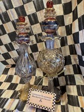 VINTAGE Mackenzie-Childs Hand Blown Perfume Bottle Lustrious Glassware - 8” 7” picture