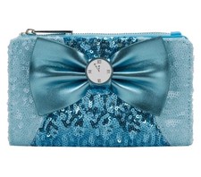 Loungefly Disney Cinderella Exclusive Sequin Flap Wallet Clock Bow Slipper NWT picture