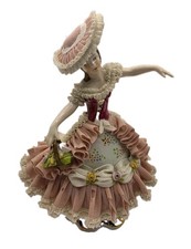 Antique DRESDEN Lace Porcelain Figurine  GERMANY (Thuringia) PM&M - Some Damage picture