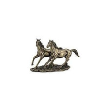 UNICORN STUDIO 11 Inch Cold Cast Bronze Color Sprinting Horses Figurine Statue picture