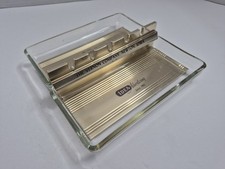 The Vernon Co Newton IA Salesman Sample VTG Advertise 2 Sided Glass Desk Ashtray picture